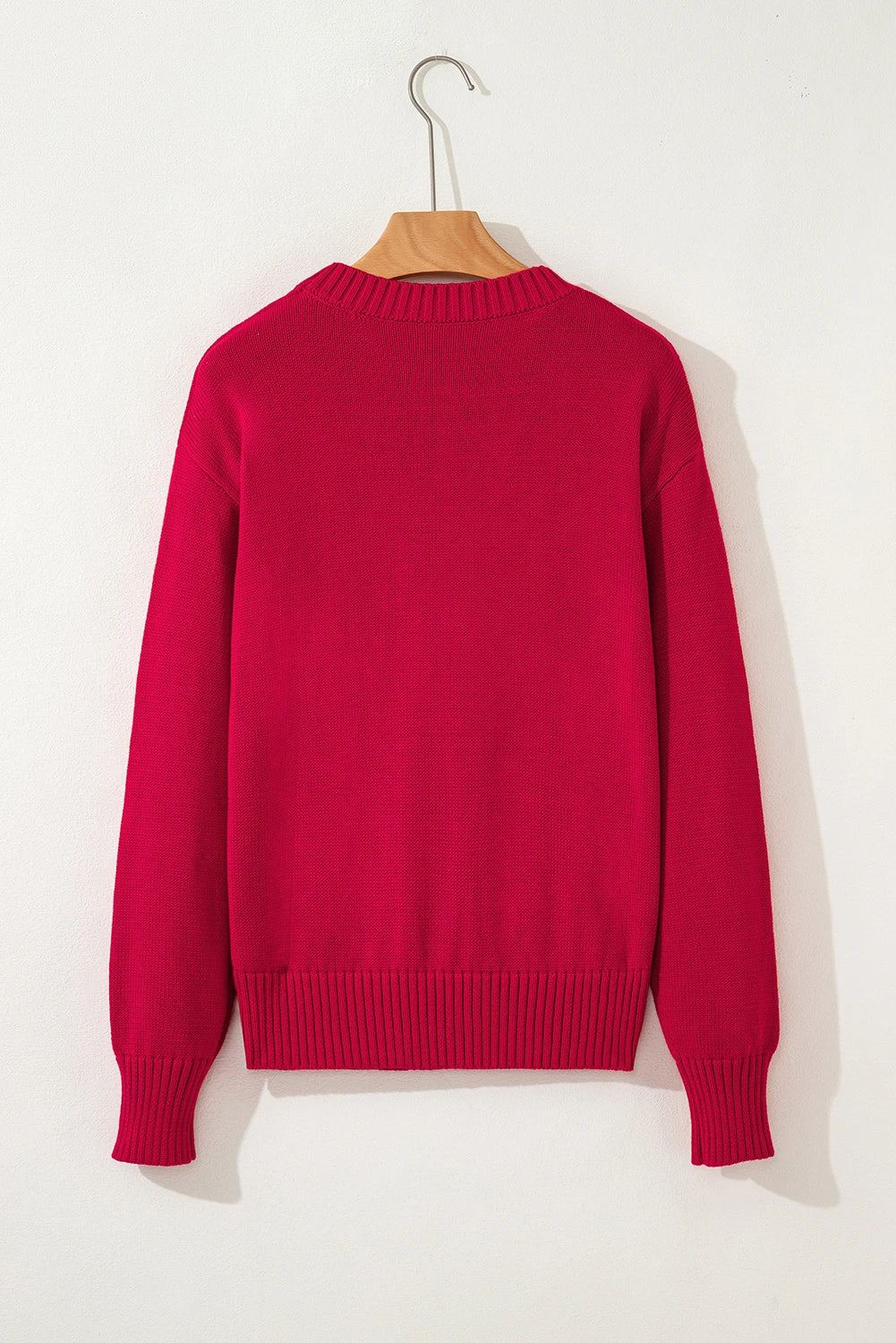 Fiery Red MERRY Letter Pattern Christmas Holiday Baggy Sweater