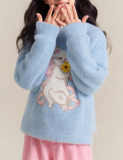 Kids' Cute Cat Knit Sweater