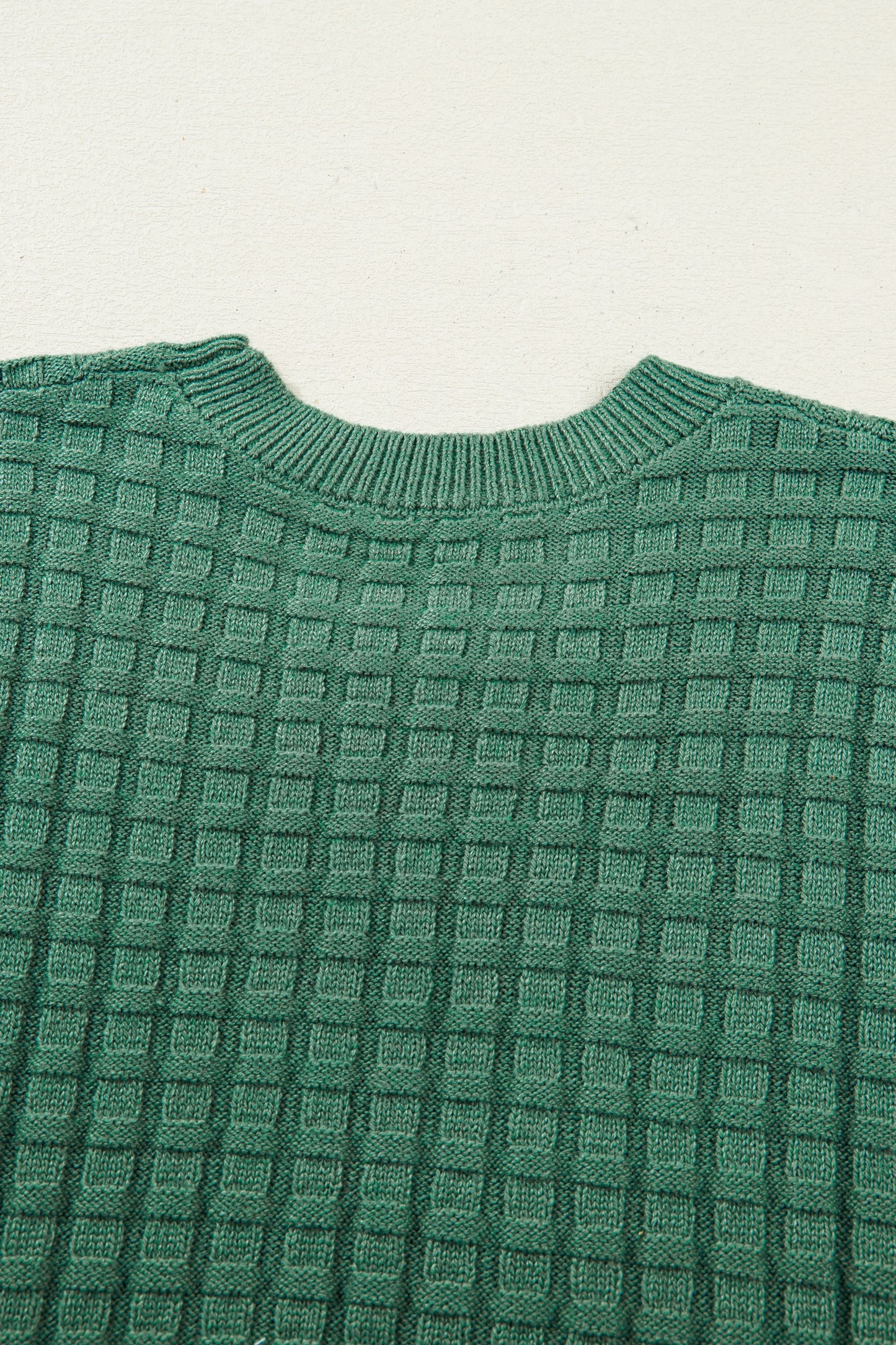 Mist Green Textured Knit Short Sleeve Sweater Top