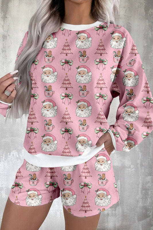 Ho Ho Ho Christmas Fashion Print 2pcs Lounge Short Set