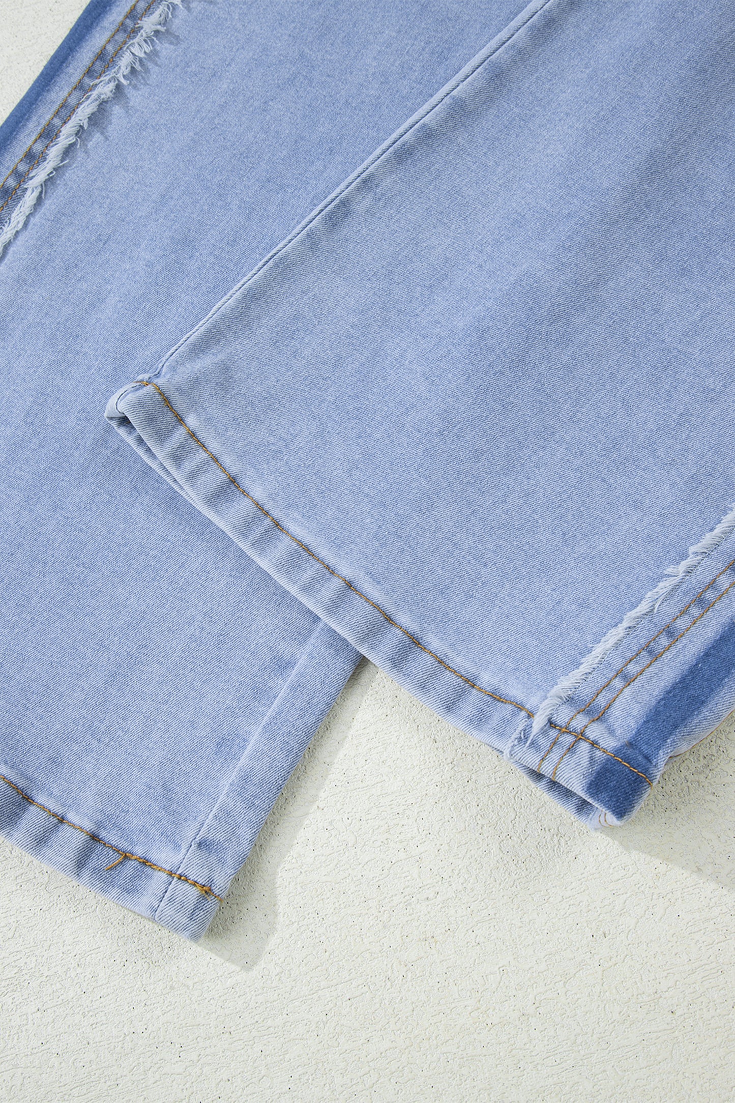 Beau Blue Contrast Stripe Patchwork Frayed Jeans