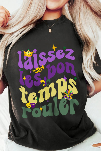 Black Laissez Les Bon Temps Rouler Mardi Gras Tee