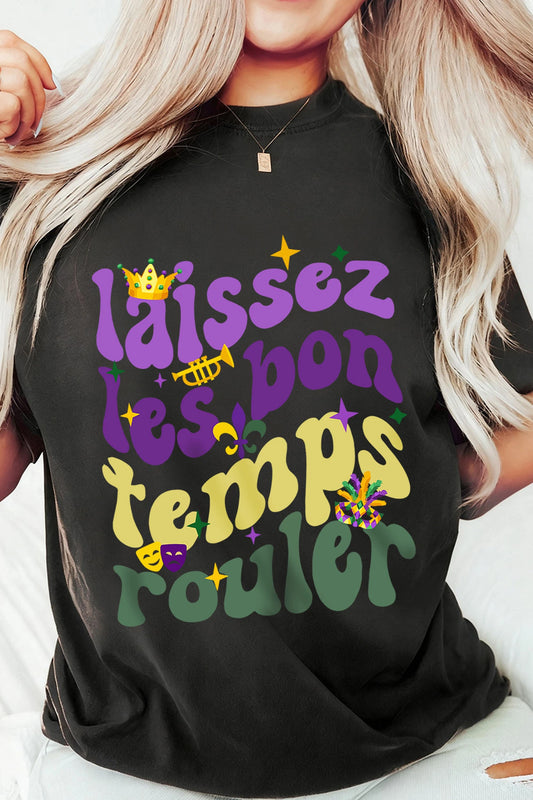 Black Laissez Les Bon Temps Rouler Mardi Gras Tee