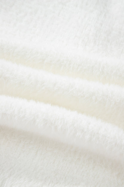 Soft Fuzzy Button Front Long Knit Cardigan with Pockets