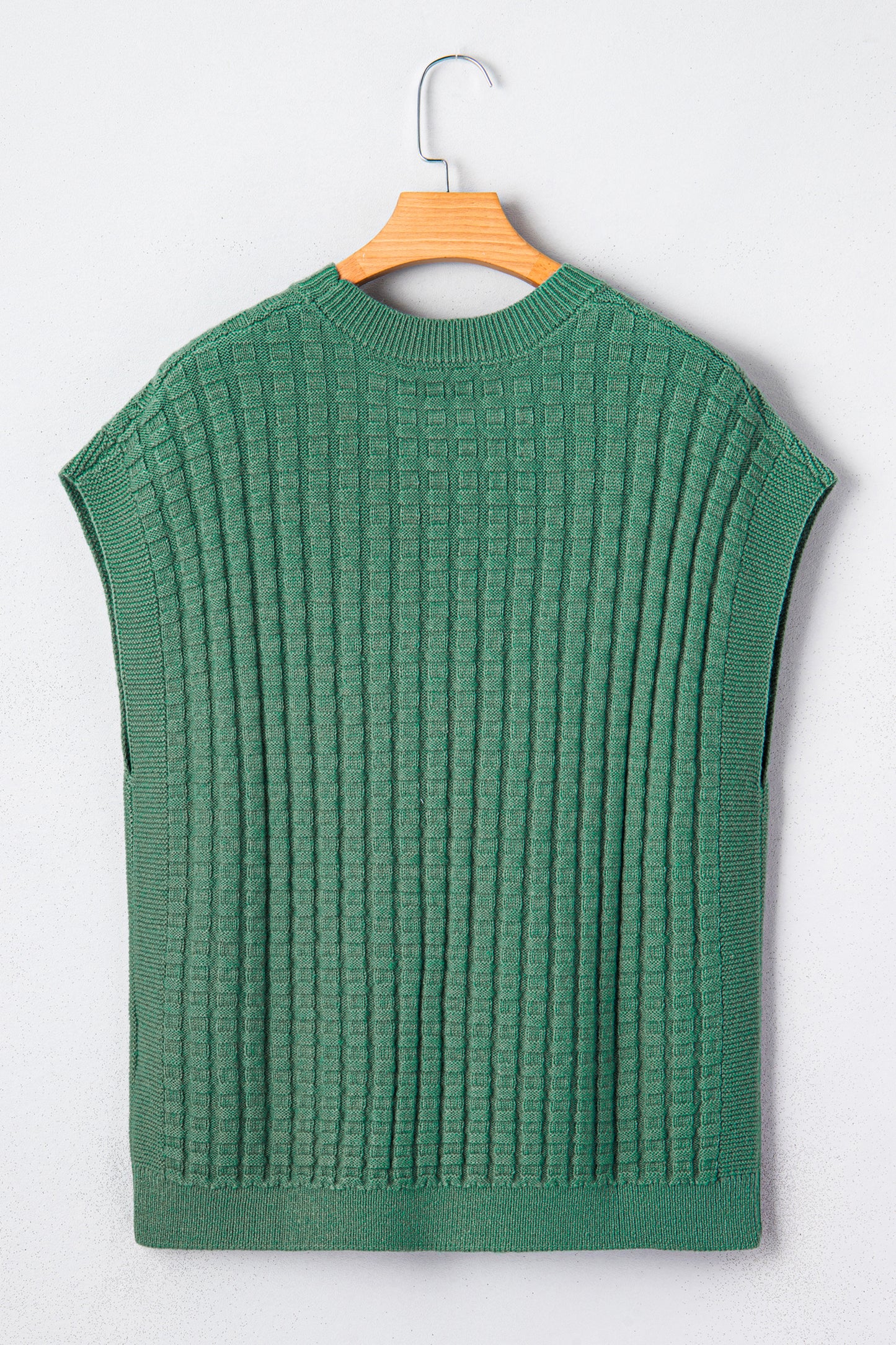 Mist Green Textured Knit Short Sleeve Sweater Top