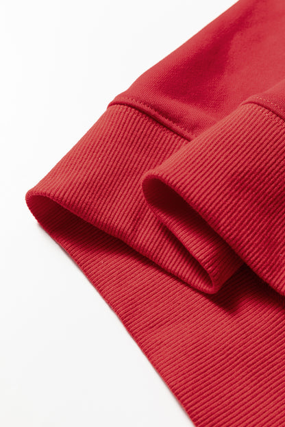 Red Color Block Oversized Sweatshirt Drop Shoulder Pullover
