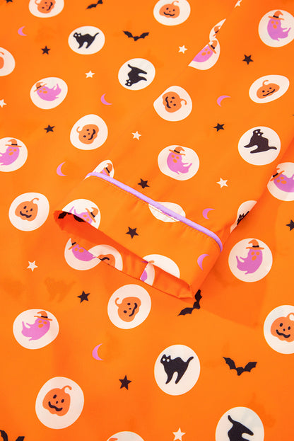Women's Halloween Pumpkin Print Long Sleeve Pajama Set