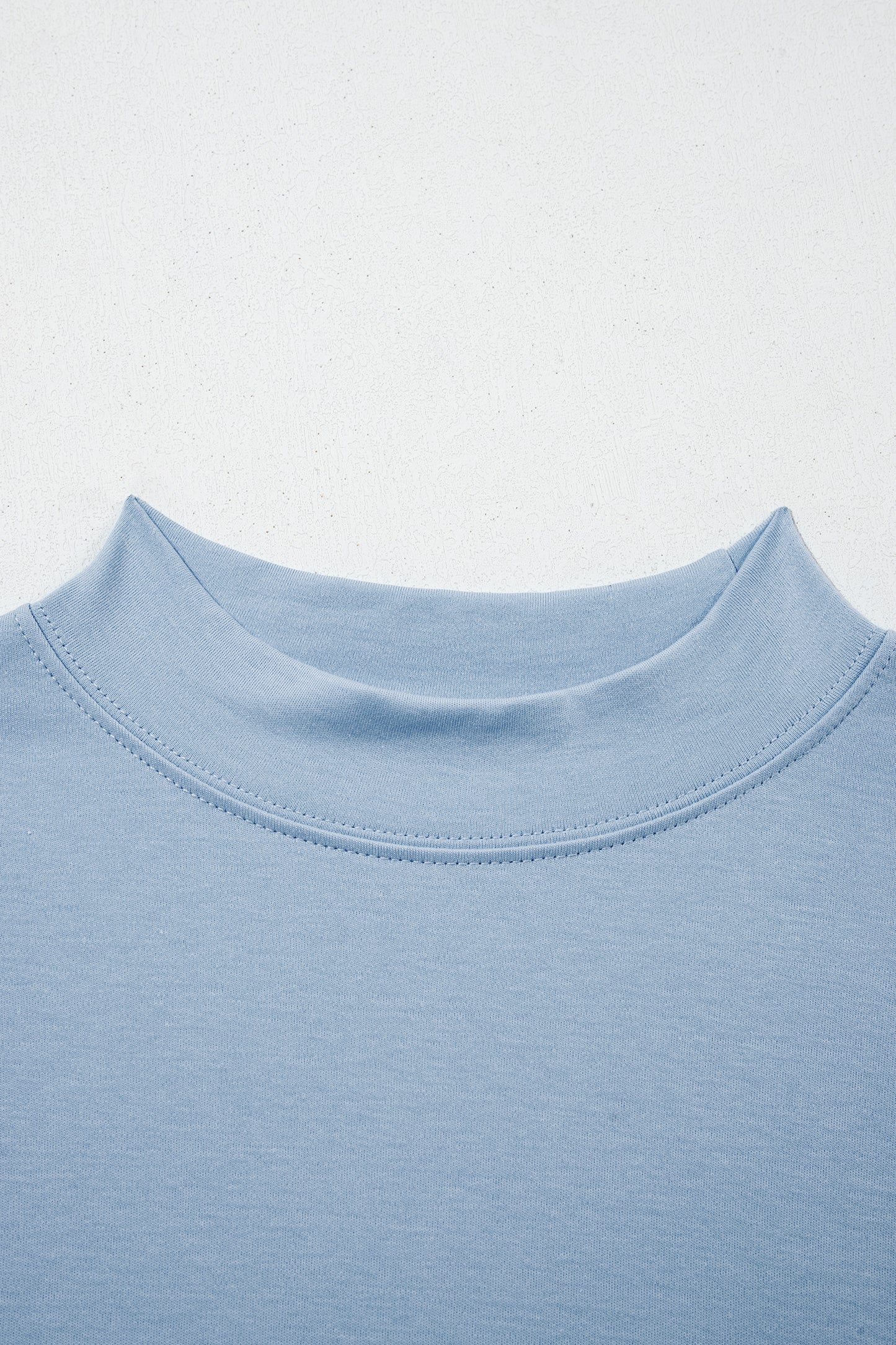 Dark Blue Oversized Mock Neck Tee Casual Relaxed Top