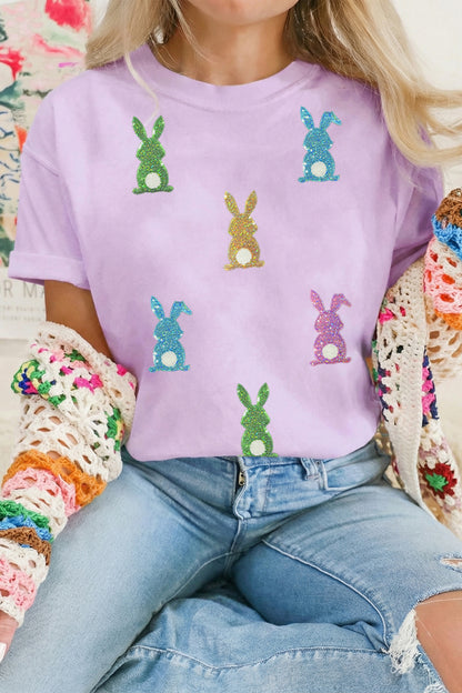 Wisteria Sequin Easter Bunny Graphic Tee