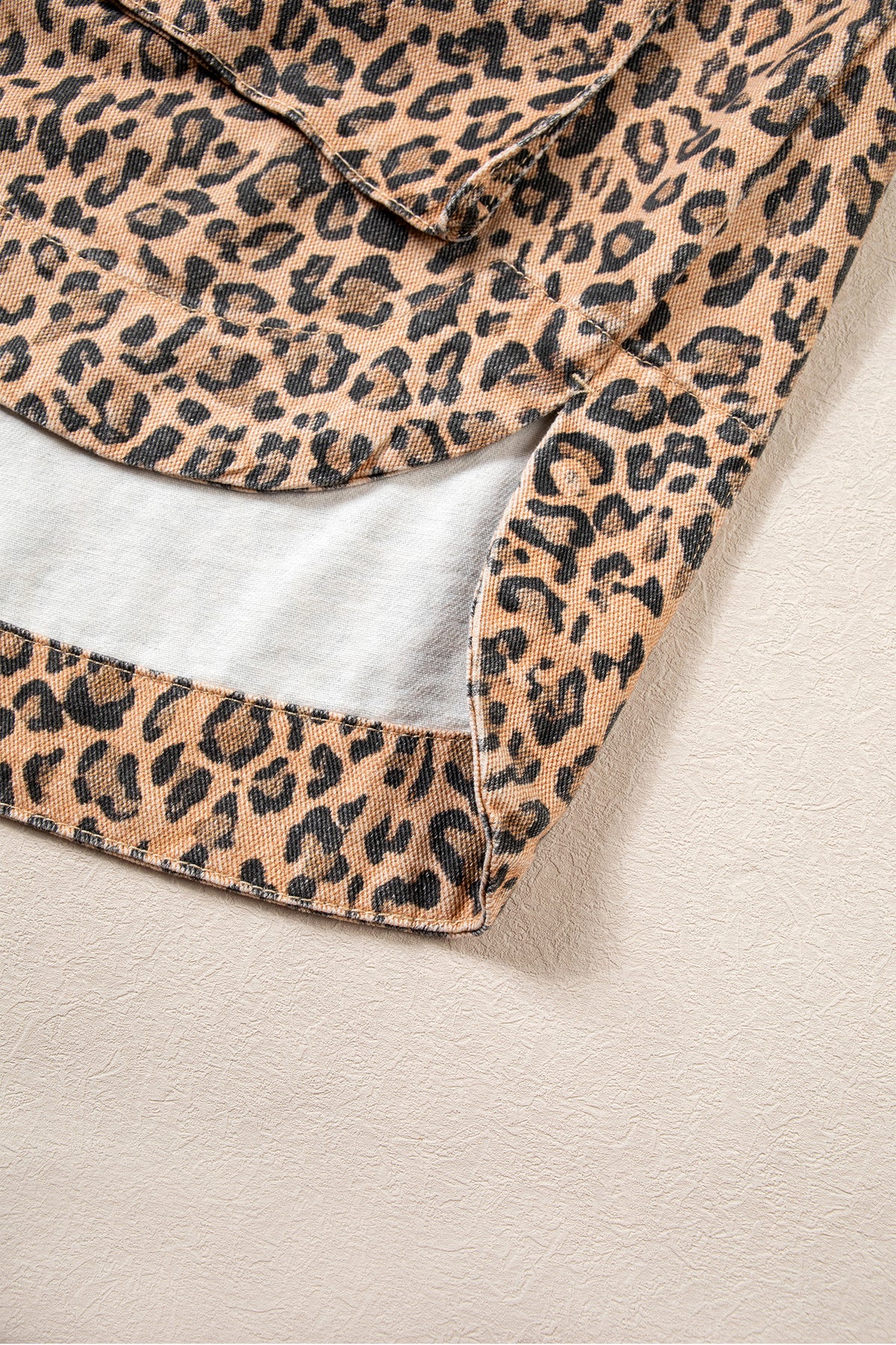 Leopard Print Denim Shacket Oversized Long Sleeve