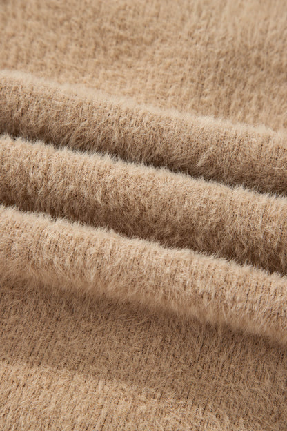 Soft Fuzzy Button Front Long Knit Cardigan with Pockets