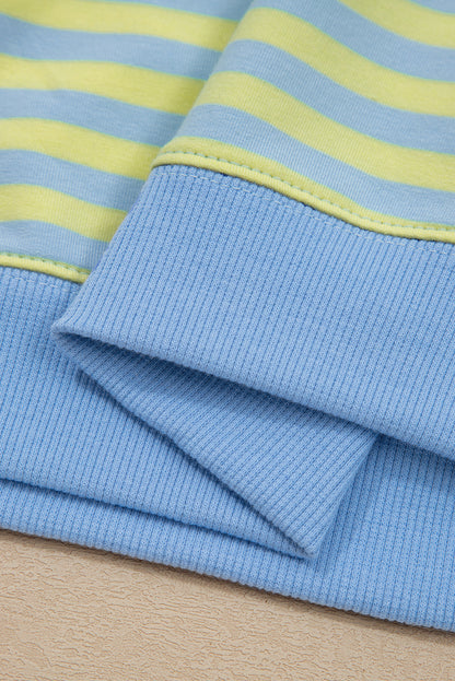 Striped Long Sleeve Pullover and Shorts Lounge Set