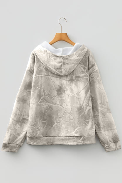 Woodland Camo Oversized Hoodie Pullover for Women