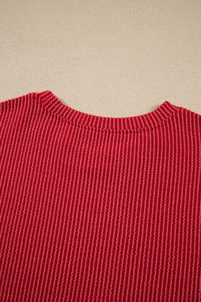 JOLLY Ribbed Knit Long Sleeve Top and Pants Set