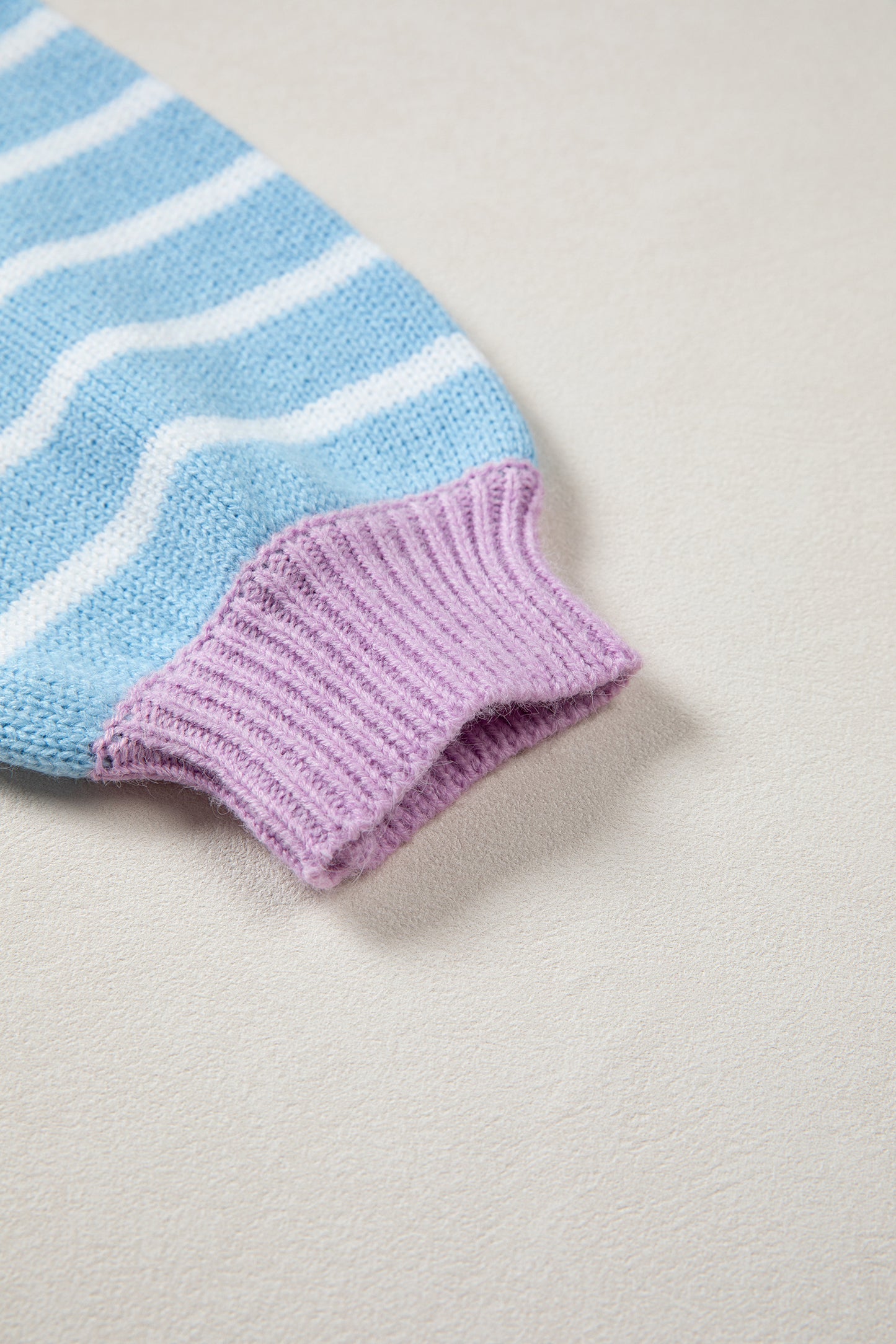 Sky Blue Pastel Stripe Button Knit Cardigan Sweater Top