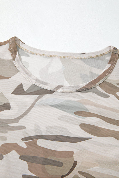 Western Camo Mesh Long Sleeve Top for Women
