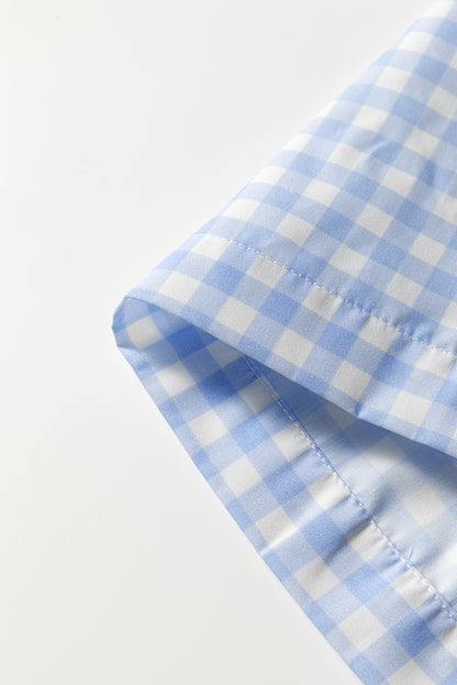 Plaid Smocked High Waist Wide Leg Casual Pants