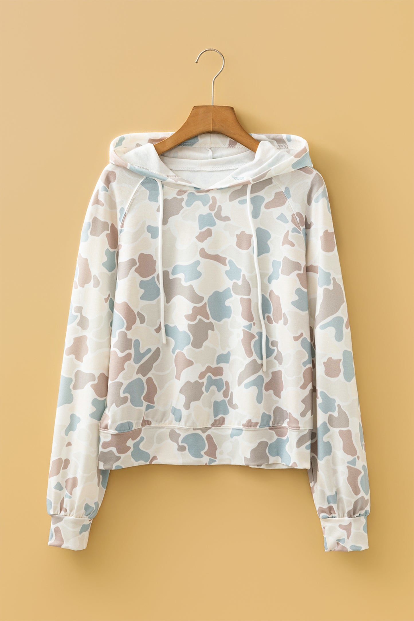Camo Print Hooded Pullover Long Sleeve Casual Top