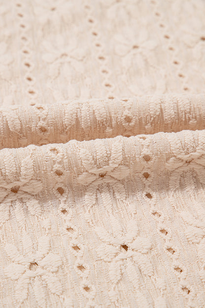 Oatmeal Floral Eyelet Embroidered Sleeveless Top