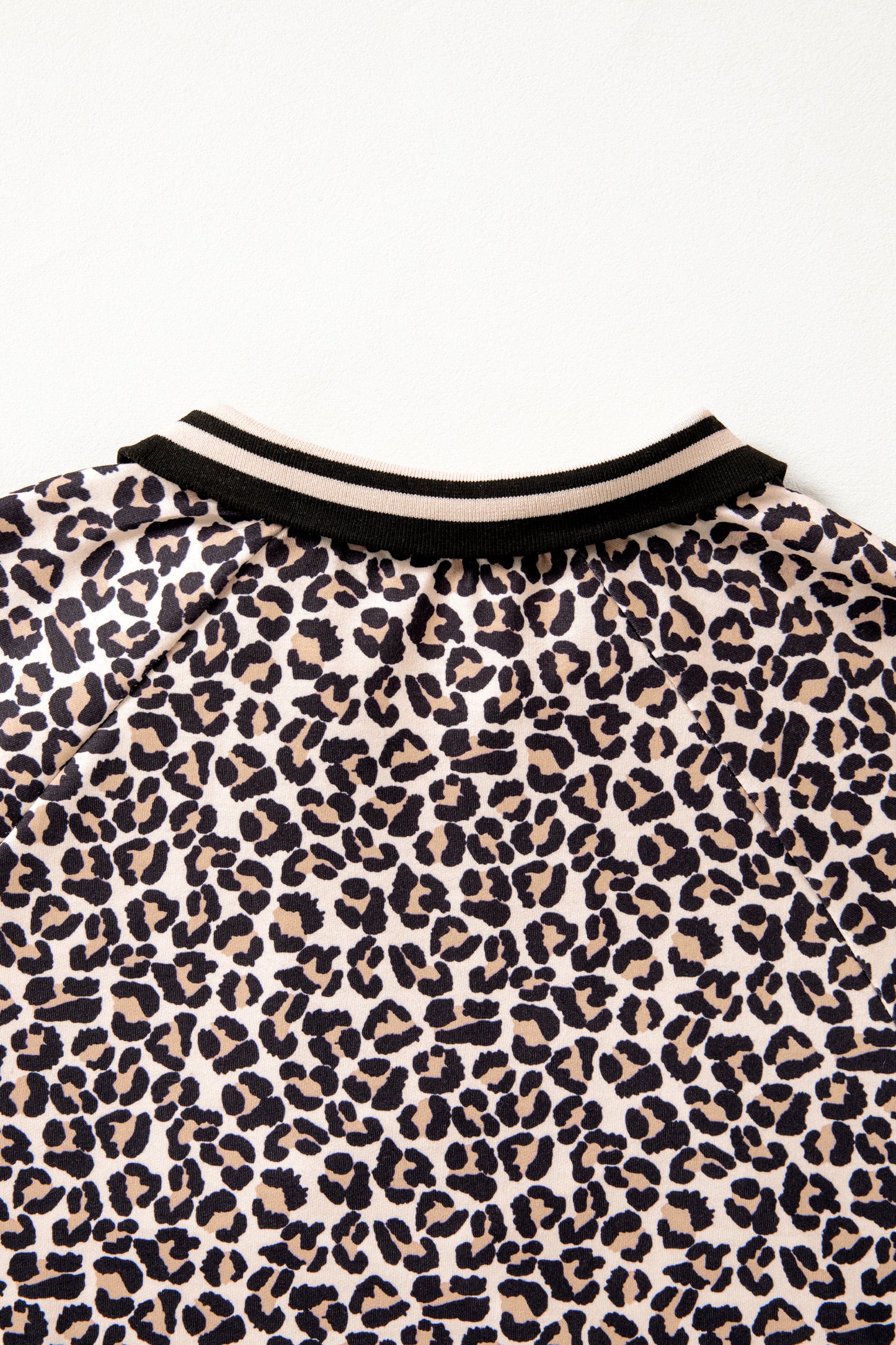 Women’s Leopard Print Half Zip Stripe Trim Top