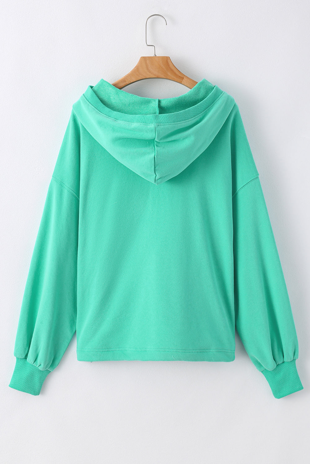 Solid Kangaroo Pocket Half Zipper Oversized Hoodie