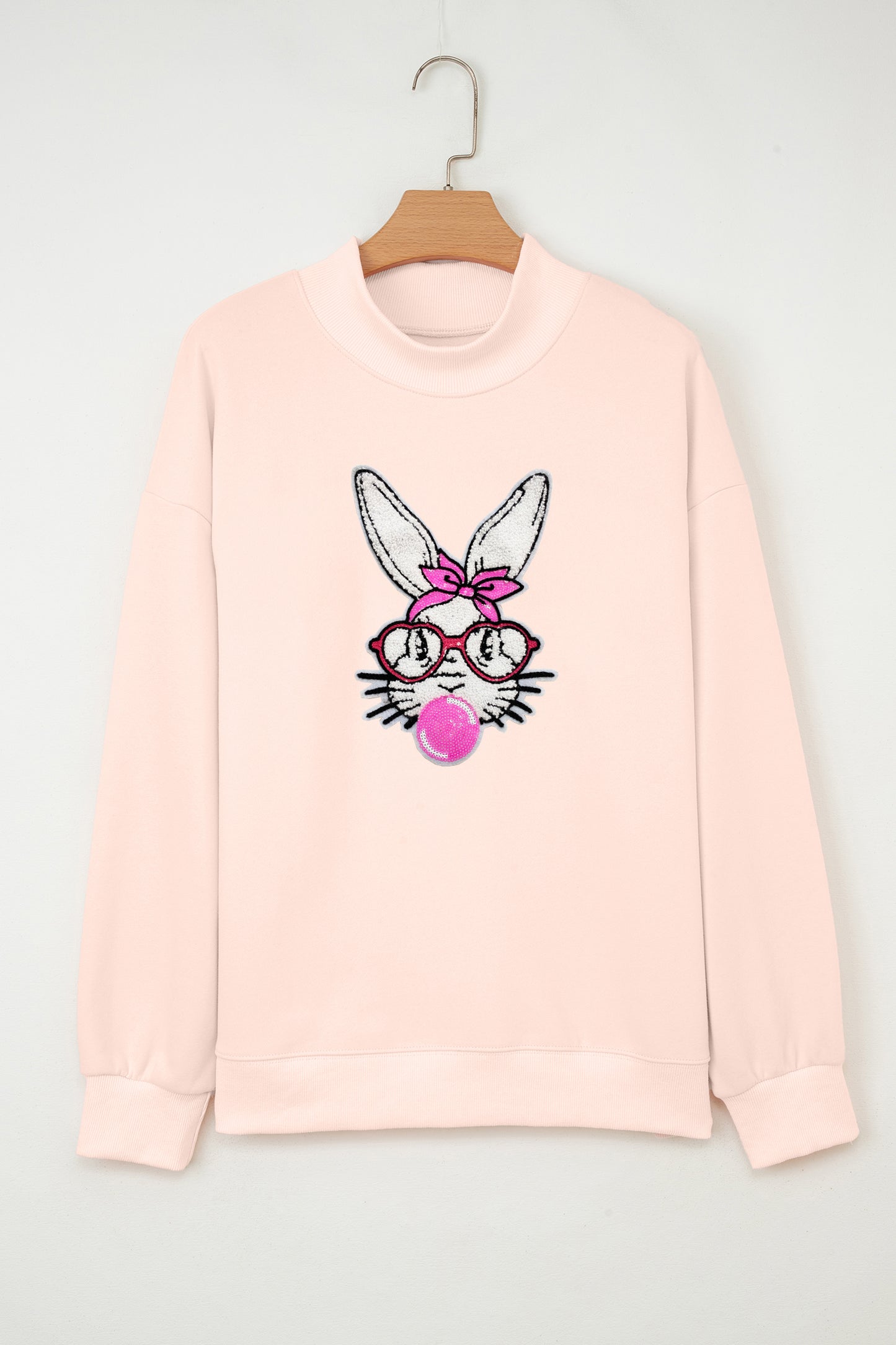 Pink Easter Bunny Chenille Patch Sweatshirt