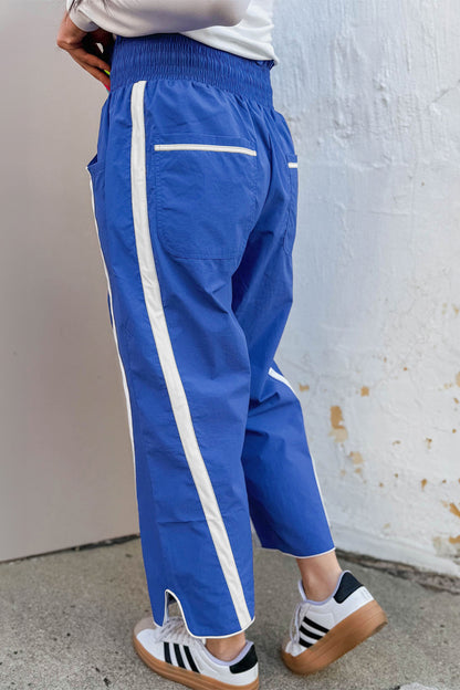 Game Day Side Stripe Drawstring Cropped Wide Leg Pants