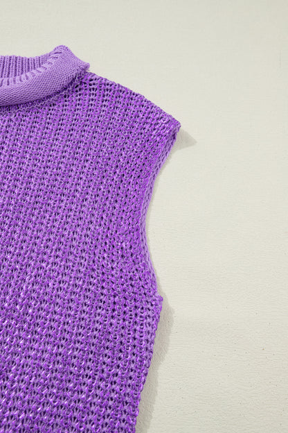 Mardi Gras Wisteria High Neck Knit Sweater Tee