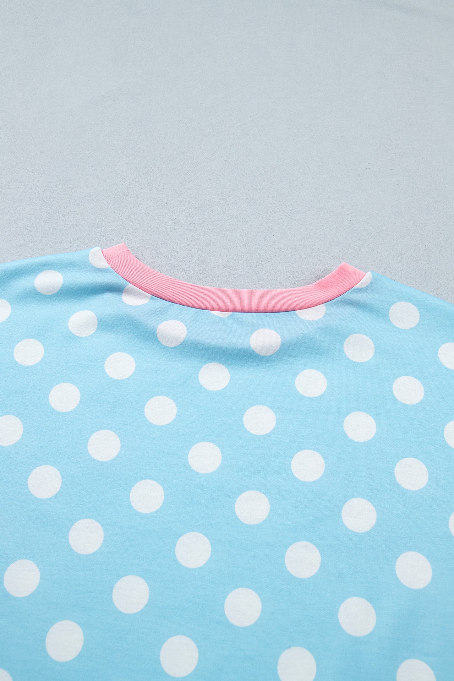 Polka Dot Lounge Set Contrast Trim Tee and Shorts