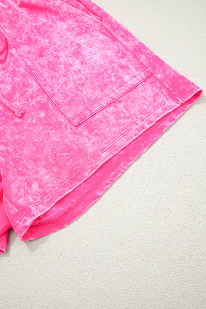 Mineral Wash Cotton Lounge Set Tee and Drawstring Shorts