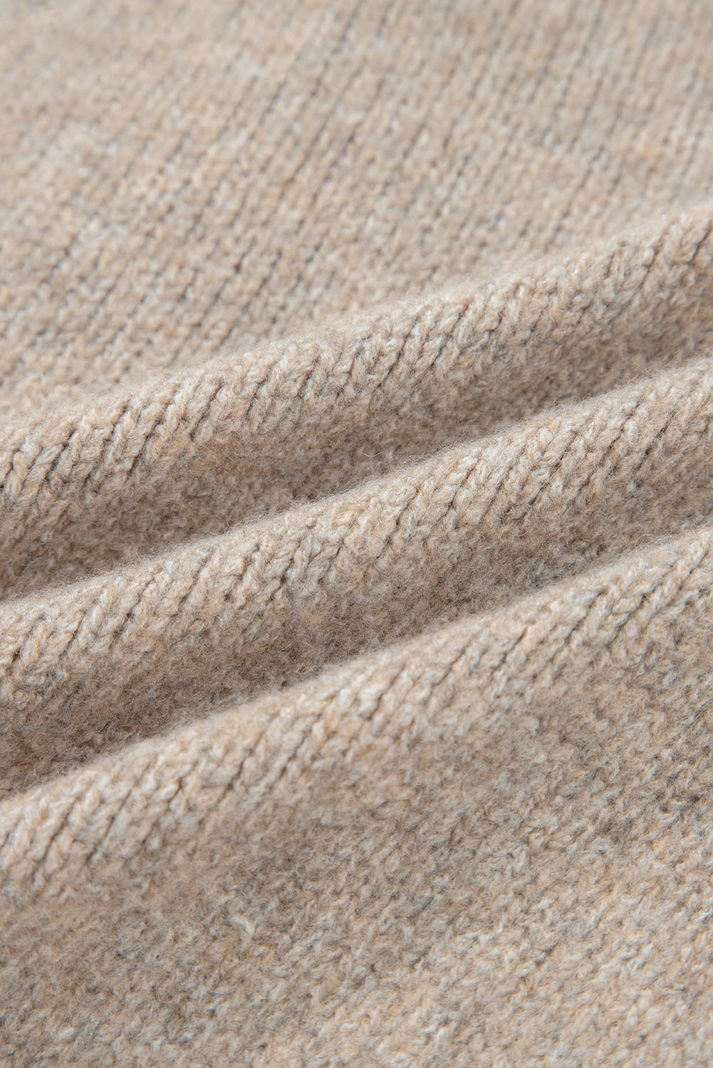 Khaki Tie Front Drop Shoulder Knit Cardigan Sweater