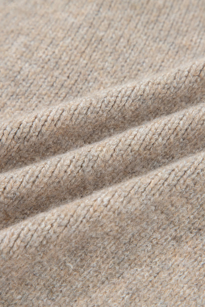 Khaki Tie Front Drop Shoulder Knit Cardigan Sweater