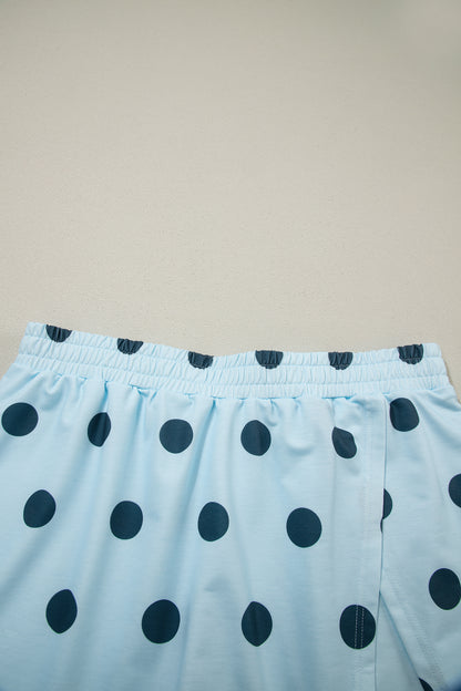 Polka Dot Tank Top Split Skort 2 Piece Lounge Set