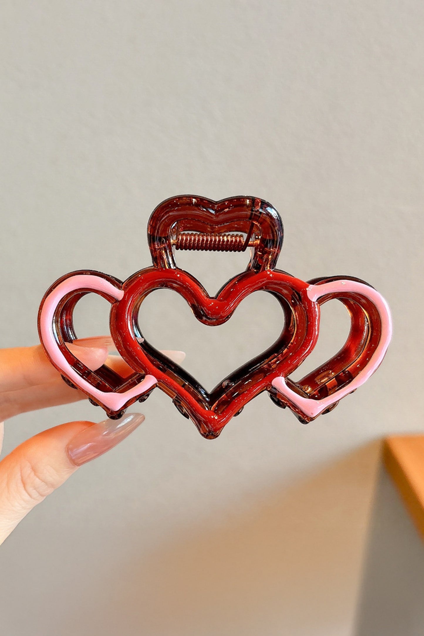 Valentine Heart Acrylic Hair Claw Clip Color Contrast