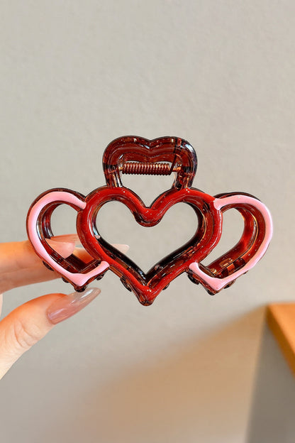 Valentine Heart Acrylic Hair Claw Clip Color Contrast