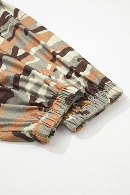 Camo Print Drawstring Elastic Waist Jogger Pants