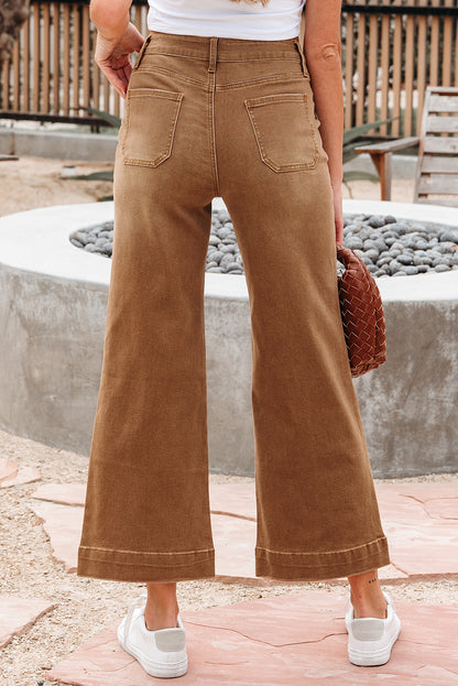 Breen Cropped High Rise Wide Leg Denim Pants