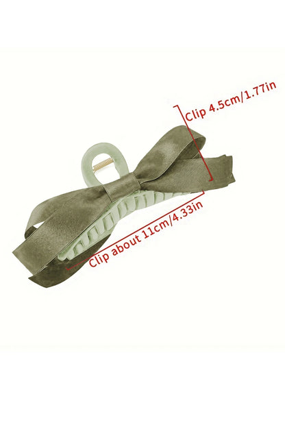 White Elegant Satin Bow Large Hair Claw Clip for Women