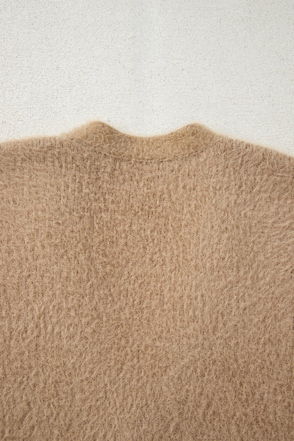 Soft Fuzzy Button Front Long Knit Cardigan with Pockets