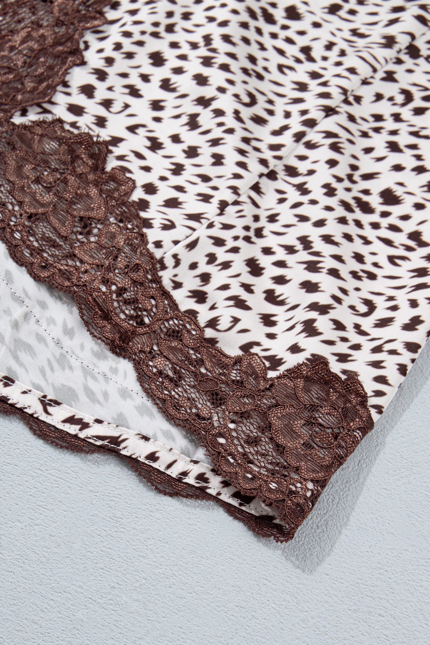 Cheetah Print Lace Trim Split Maxi Western Skirt