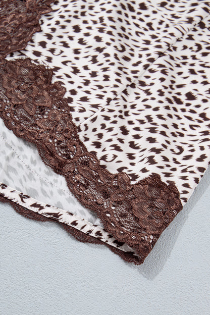 Cheetah Print Lace Trim Split Maxi Western Skirt