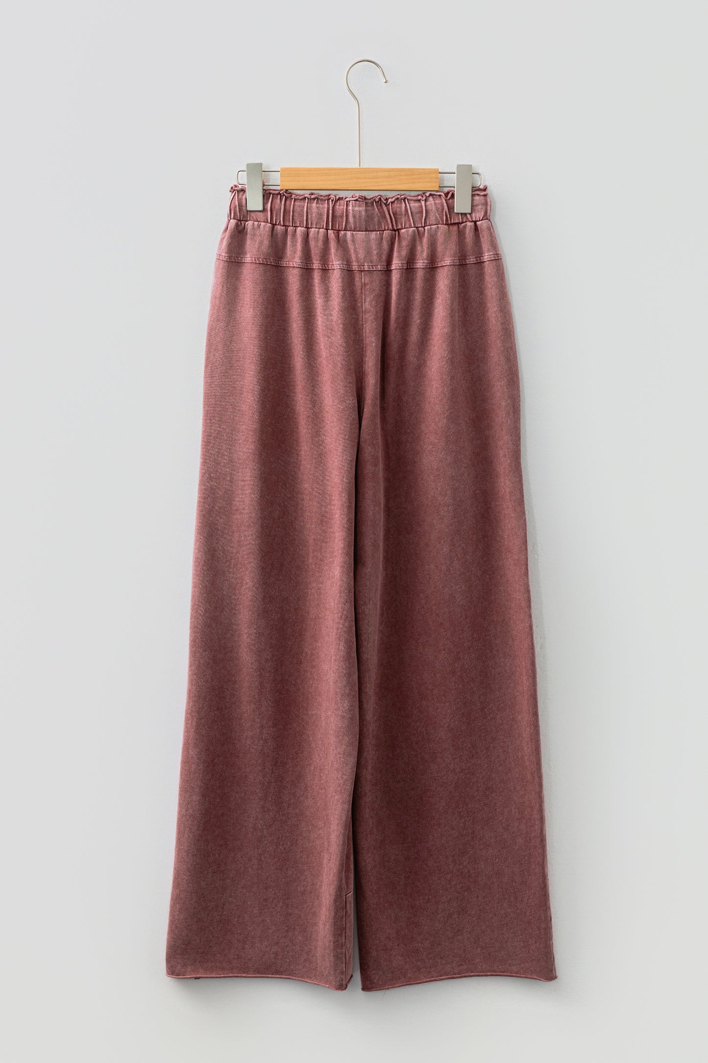 Mineral Wash High Waist Wide Leg Pants with Pockets