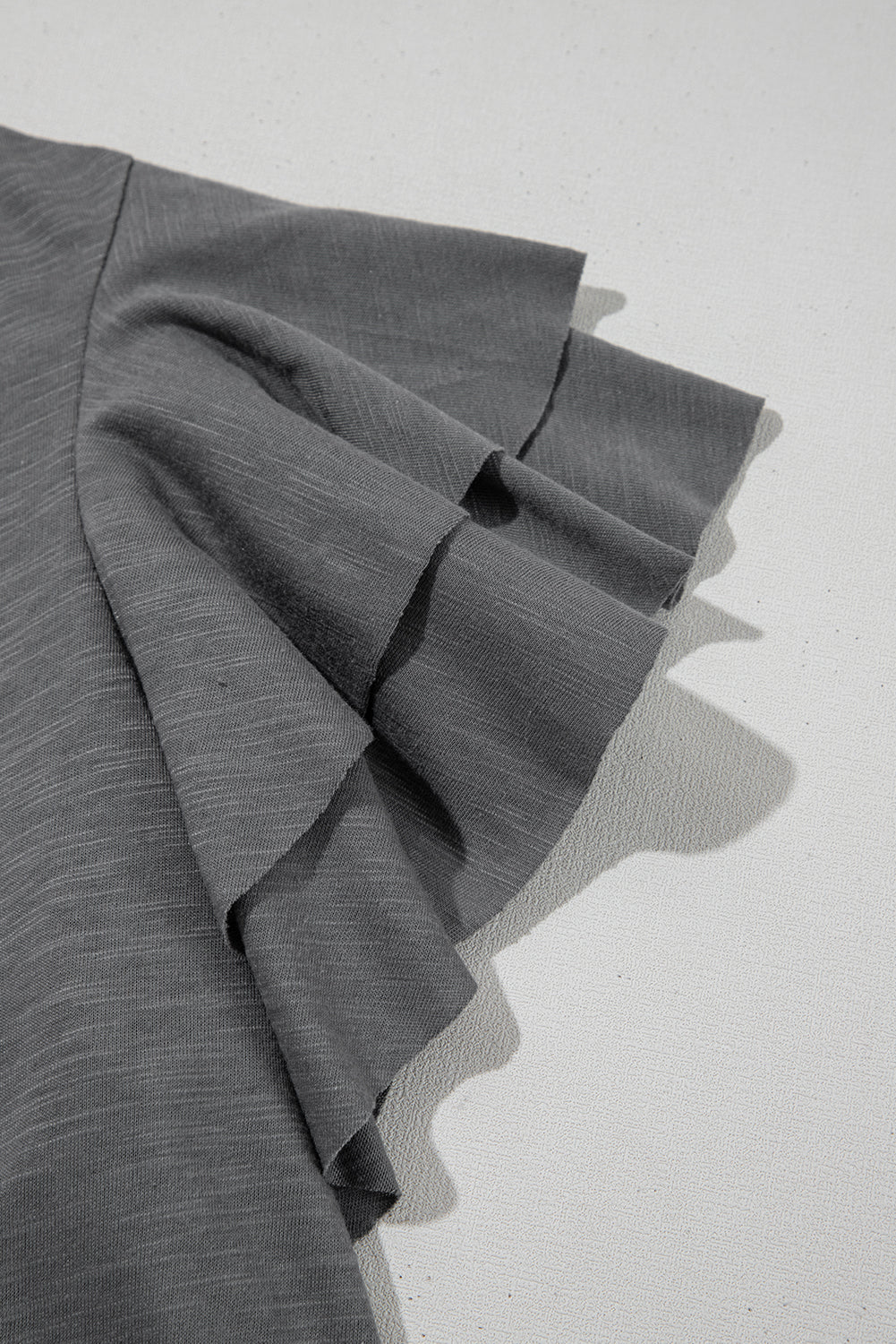 Dark Grey Ruffle Sleeve Casual Tee Boutique Summer Top