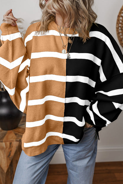 Neutral Colorblock Knit Sweater – Oversized Pullover