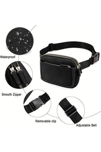 Black PU Leather Mini Crossbody Sling Bag Adjustable Strap