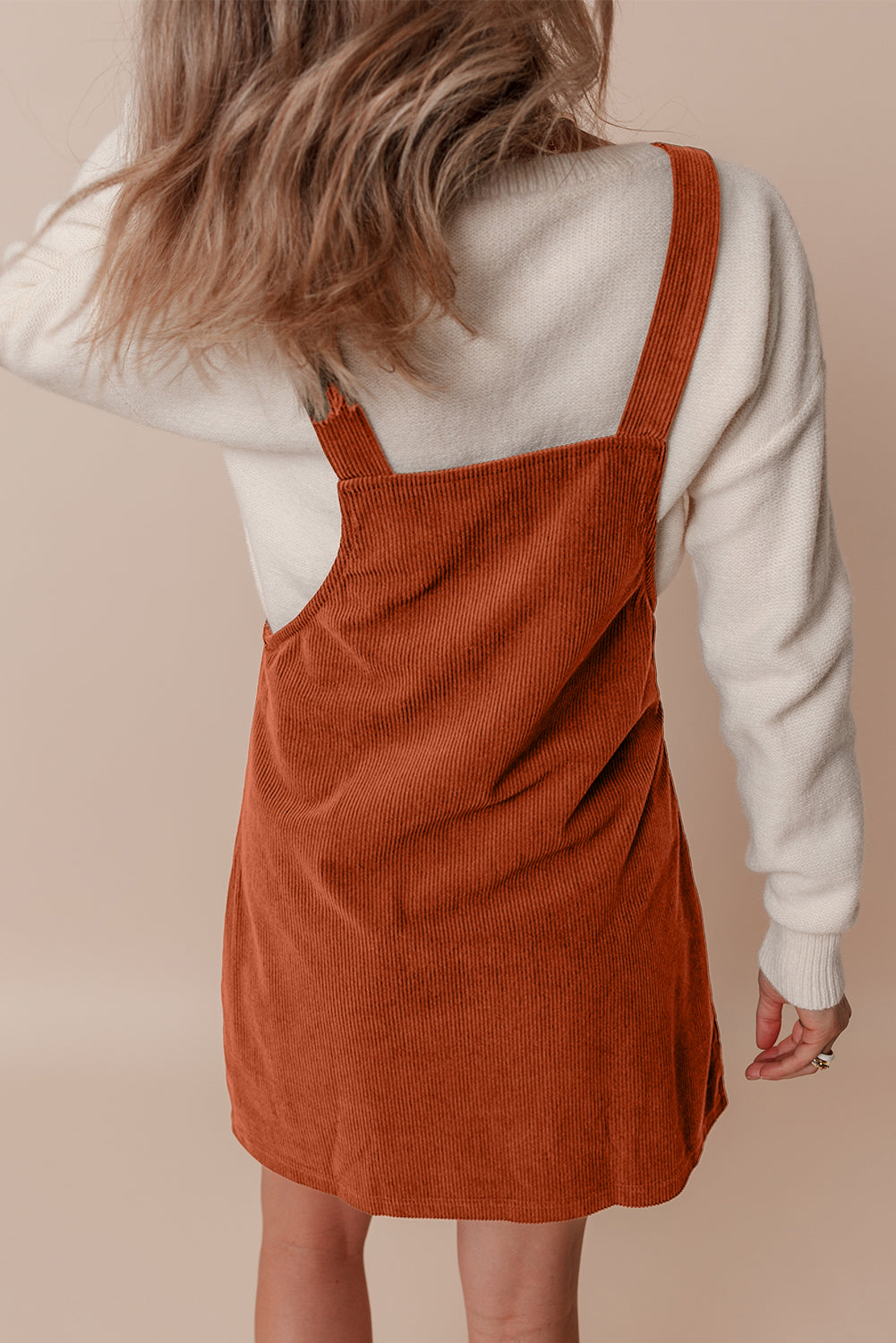Sleeveless Corduroy Jumper Dress with Utility Pockets