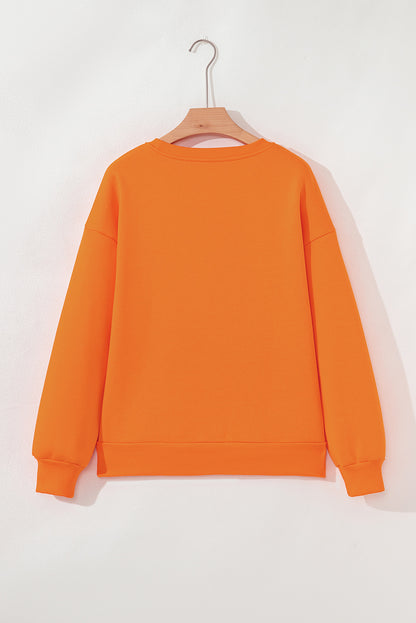 Sequin Skeleton Pumpkin Halloween Crewneck Sweatshirt