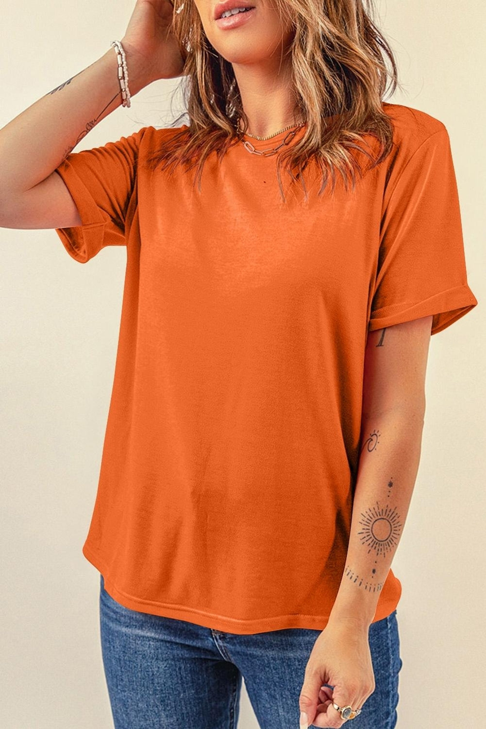 White Casual Crew Neck Short Sleeve Basic Tee