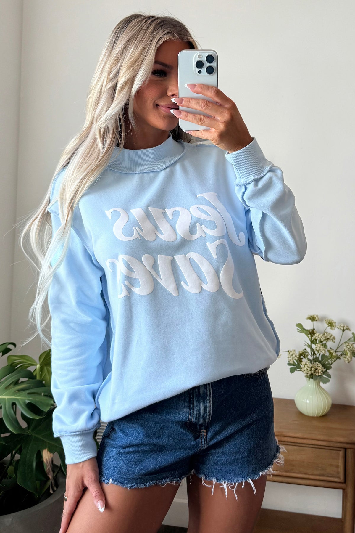 Jesus Saves Christian Mock Neck Oversized Sweatshirt