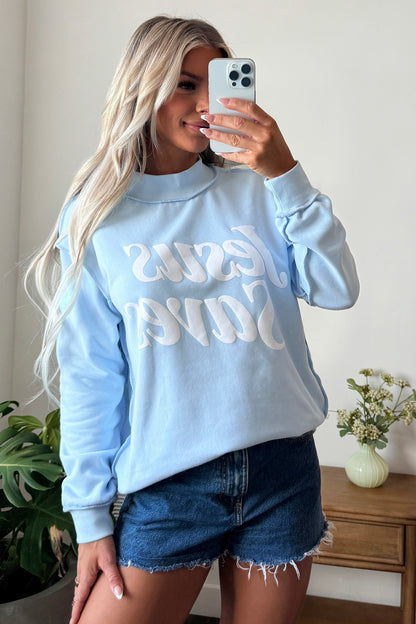 Jesus Saves Christian Mock Neck Oversized Sweatshirt